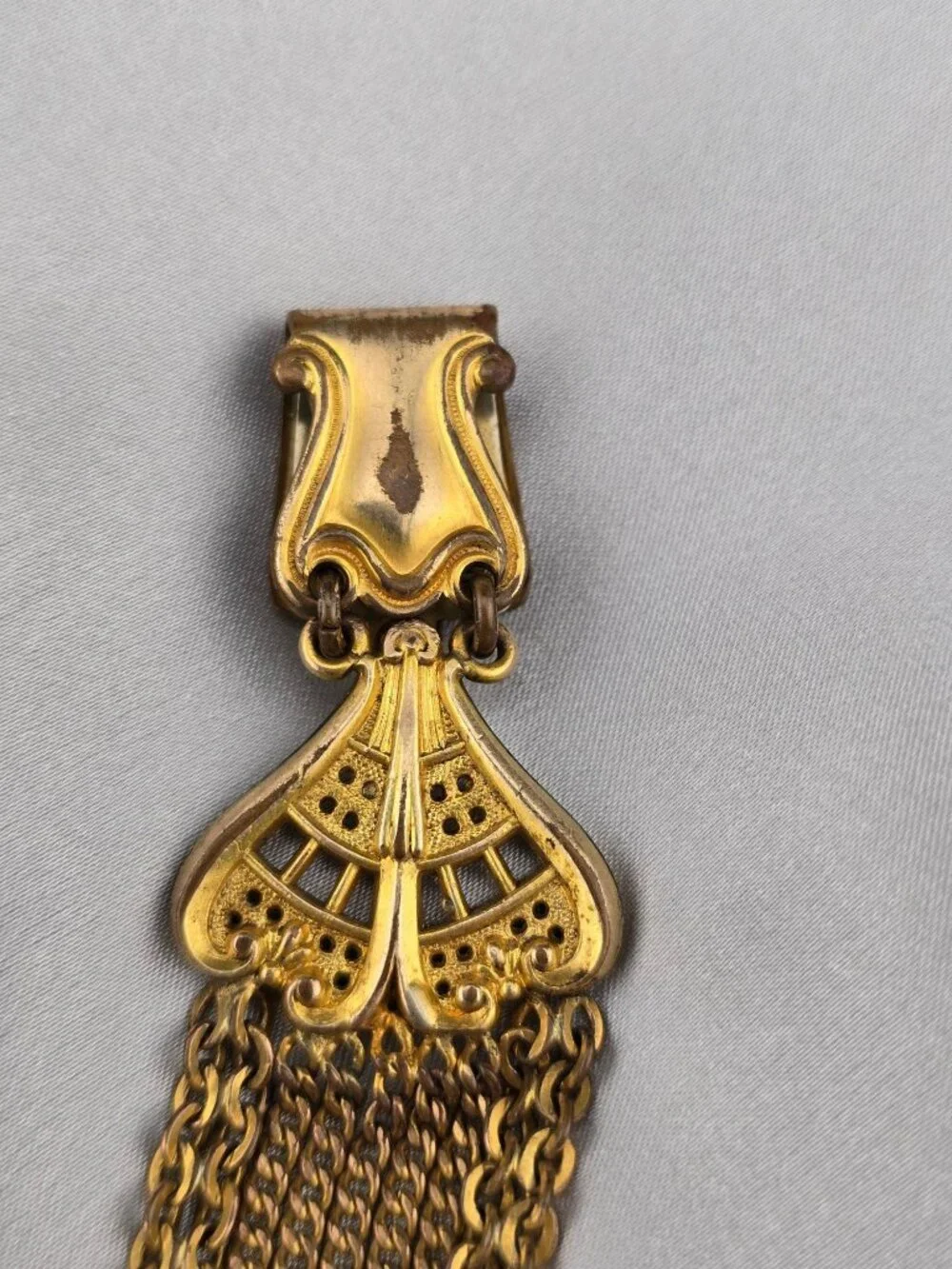 Antique Gold Filled Watch Fob With Ornate Chain & Engraved Details 1912 - Picture 5 of 10